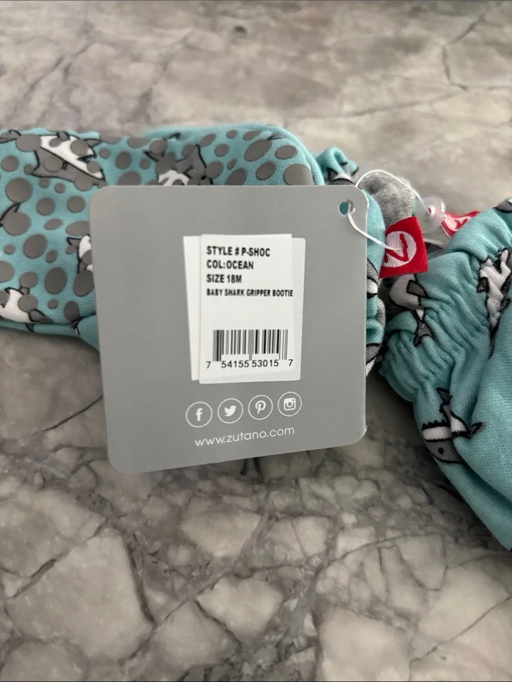 Zutano Teal Shark-Print Baby Mittens